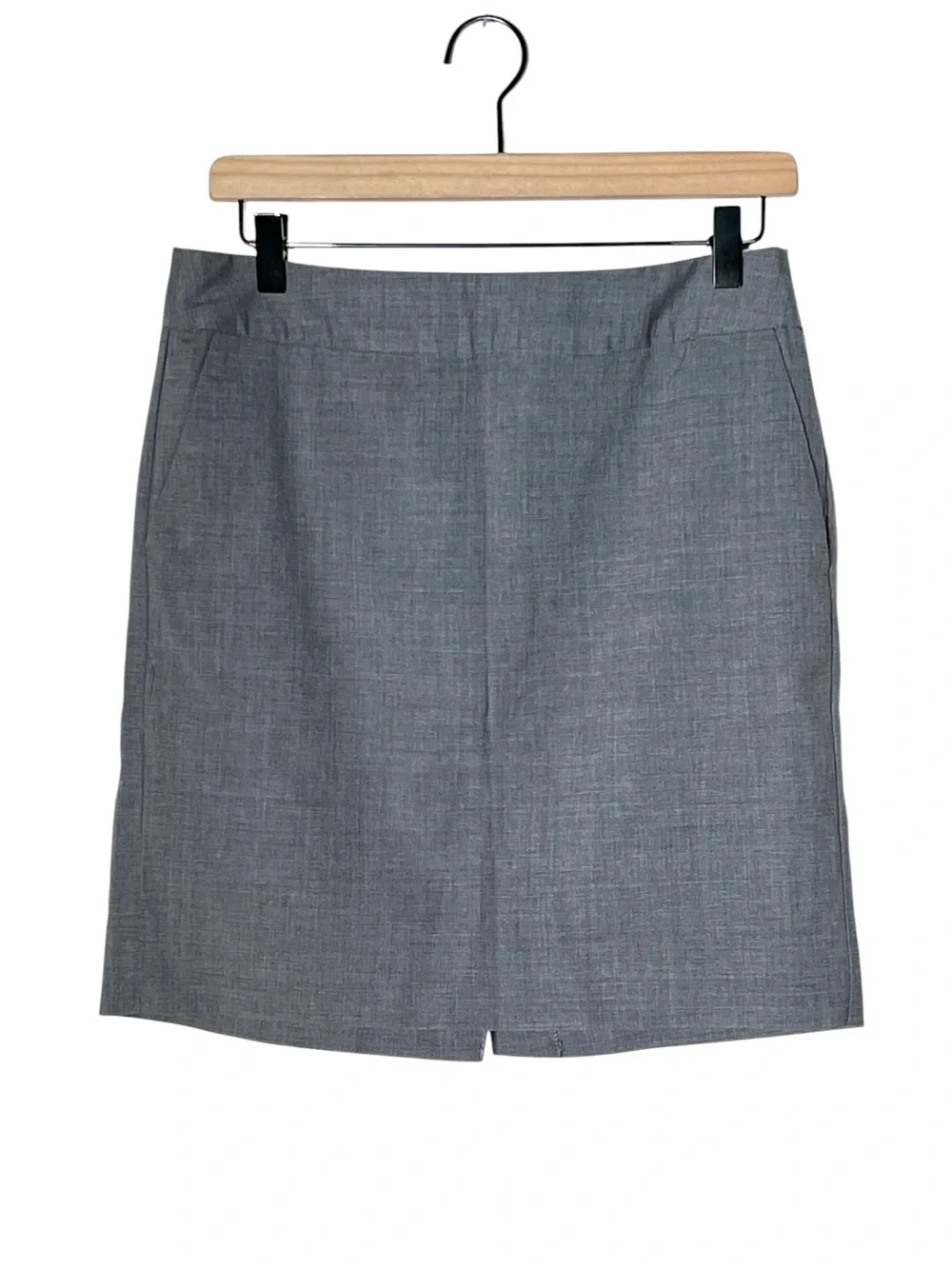 Banana republic grey wool blend straight pencil skirt size 6 petite 6P B100